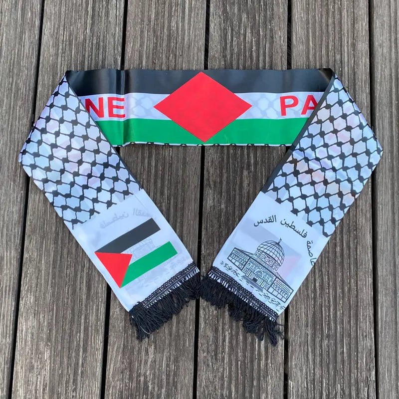 Storazone xvggdg  14x130cm Scarf Printing Satin Palestinian Flag   national day Scarves palestine shawl