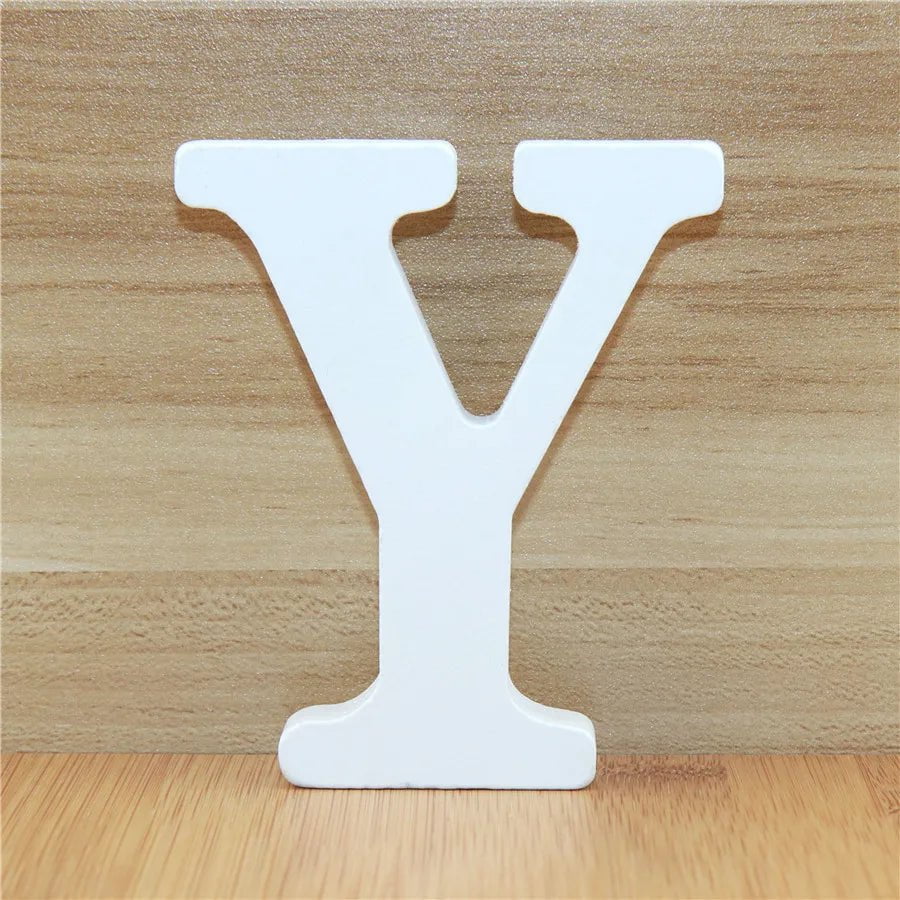 Storazone Y / 10cm 1pc 10CM Wood Wooden Letters White Alphabet Wedding Birthday Party Diy Home Decorations Personalised Name Design 3.94 Inches