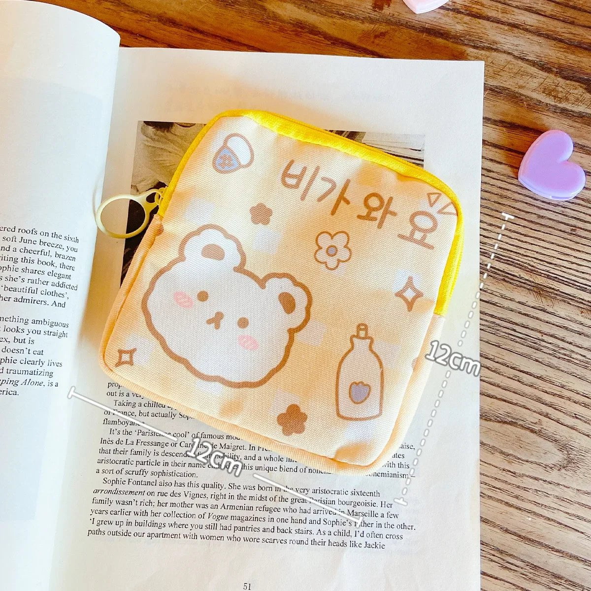 Storazone yellow 1 Women Girls Kawaii Cosmetic Makeup Tampon Bear Napkin Pouch Storage Bag Coin Purse Sanitary Pads Bag Mini Data Cables Organizer