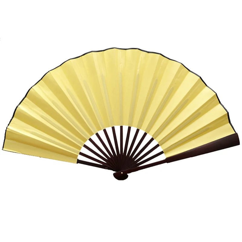 Storazone Yellow / 13 inches 10/13 Inch Folding Fan Hand Silk Cloth DIY Chinese Folding Fan Wooden Bamboo Antiquity Fold Fans DIY Calligraphy Painting Decor