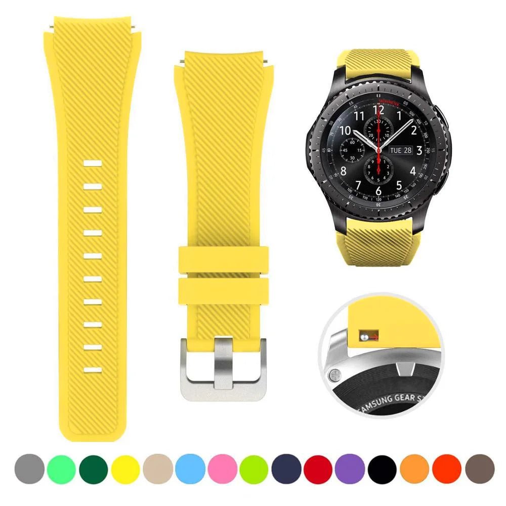 Storazone yellow 2 / 22mm / CHINA 20mm 22mm Strap For Samsung galaxy watch4 44mm/40mm 5 pro active 2 Gear s3 Silicone Correa bracelet Huawei Watch gt2/3/2e band