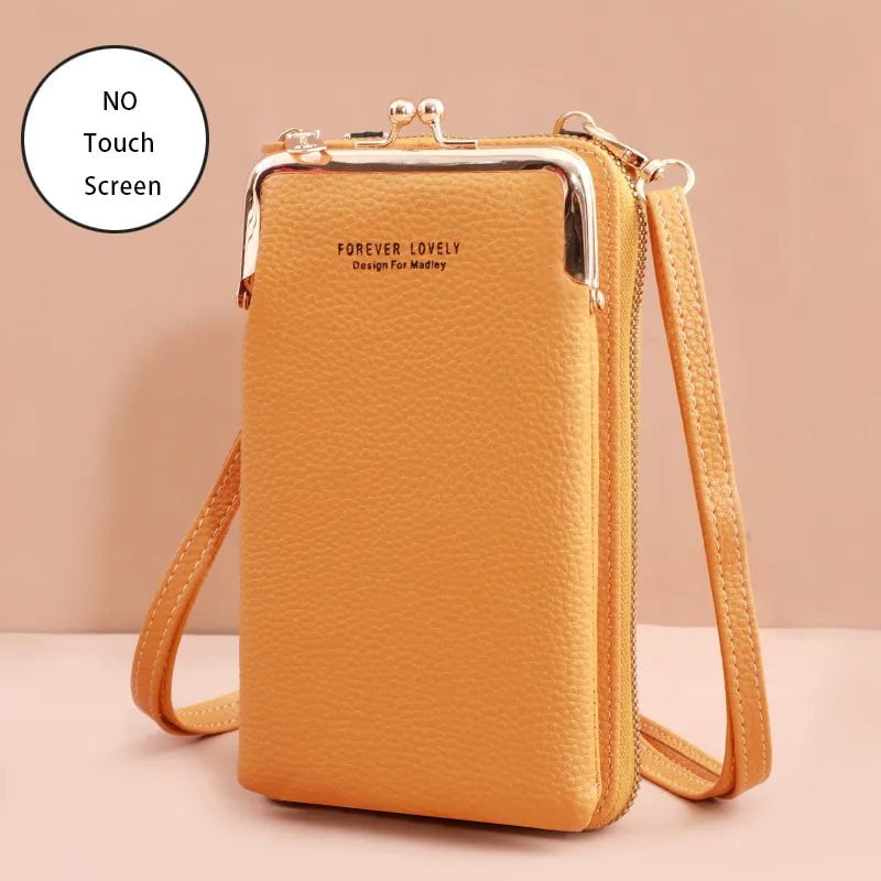 Storazone Yellow 3 / 11x4x18CM / CN Buylor Women's Handbag Touch Screen Cell Phone Purse Shoulder Bag Female Cheap Small Wallet Soft Leather Crossbody сумка женская