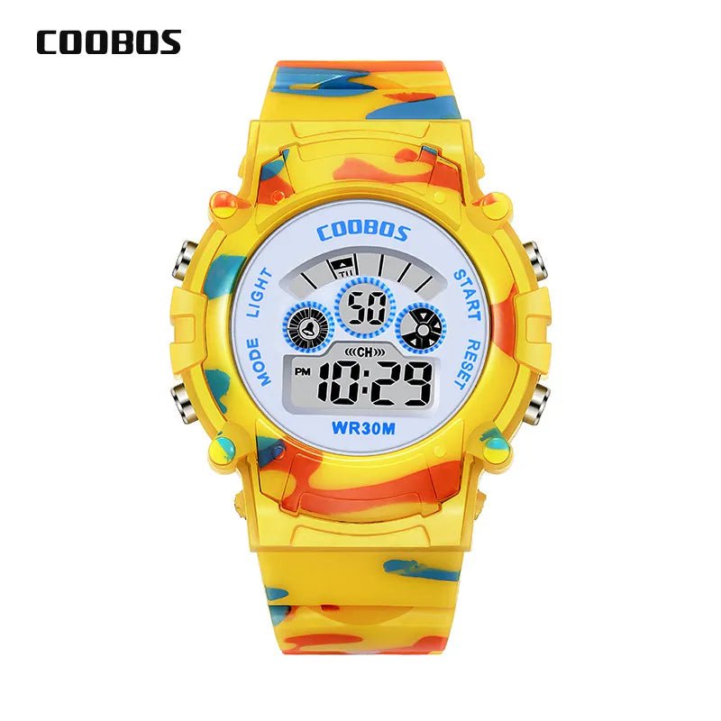 Storazone Yellow 4 Electronic Watch For Boys Girls Children Luminous Dial Military Sport Watches for Kids Waterproof Multi-function Digital Watch