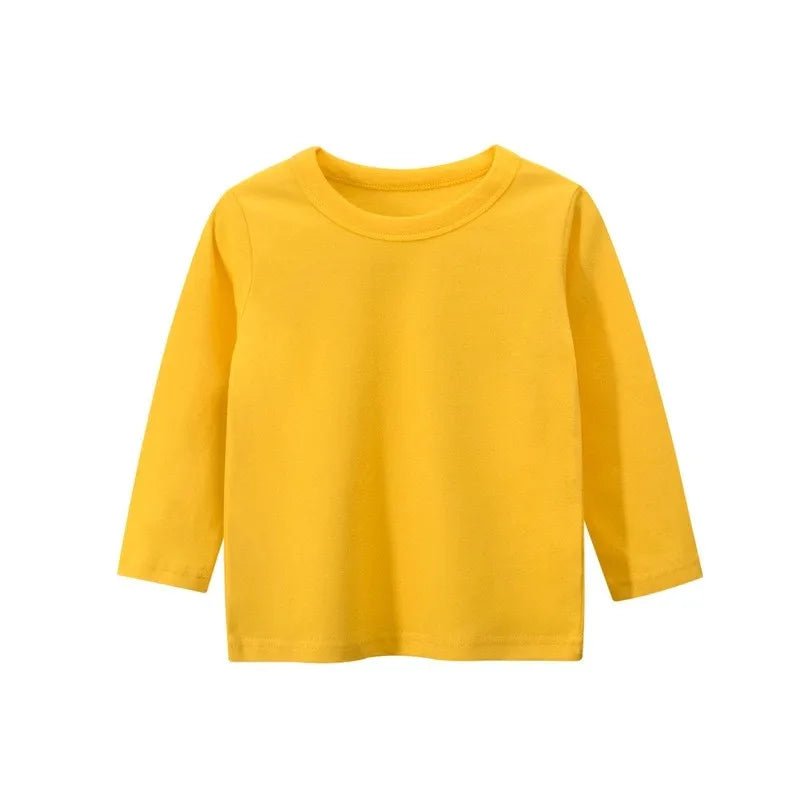 Storazone Yellow / 90 Solid color Long Sleeve Children T-Shirts Cotton Boys T Shirt Kids TShirt Autumn Kids Girls Tops 2-7Years Children Clothes