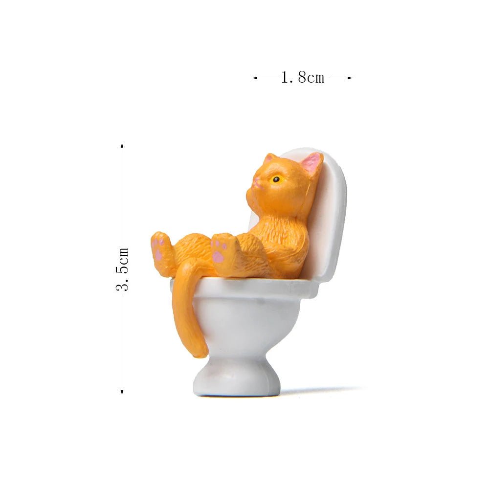 Storazone yellow cat figure 1 Cat on Toilet Resin Home Decoration Action Figure Dollhouse Landscape Accessories Fairy Garden Miniatures Desktop Model Ornament