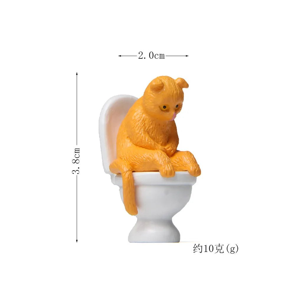 Storazone yellow cat figure 11 Cat on Toilet Resin Home Decoration Action Figure Dollhouse Landscape Accessories Fairy Garden Miniatures Desktop Model Ornament