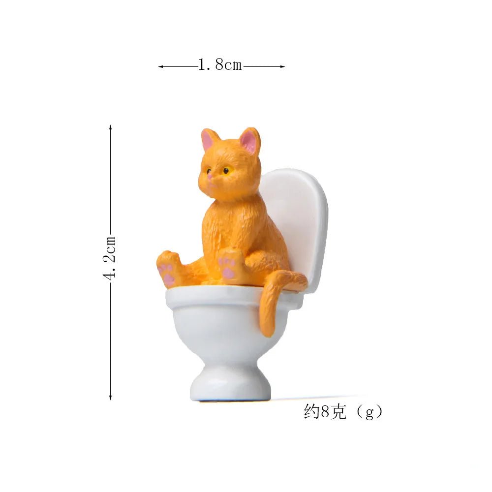 Storazone yellow cat figure 2 Cat on Toilet Resin Home Decoration Action Figure Dollhouse Landscape Accessories Fairy Garden Miniatures Desktop Model Ornament