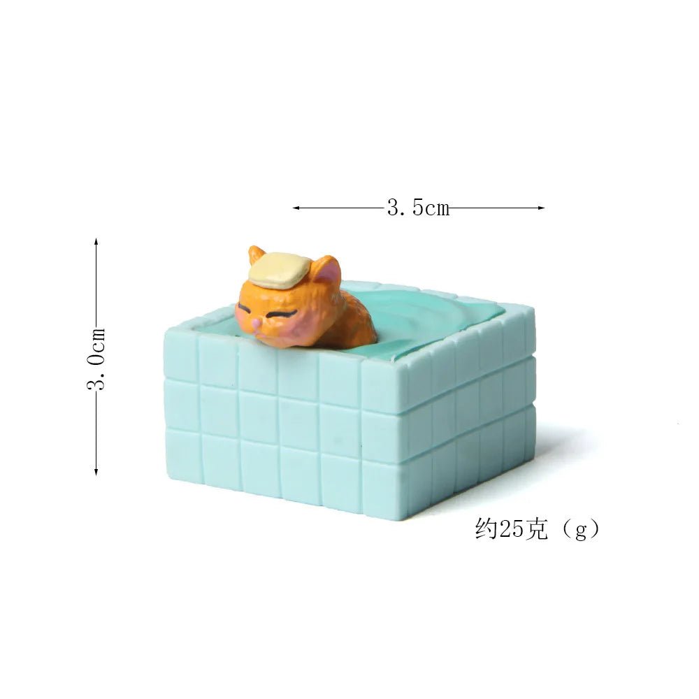 Storazone yellow cat figure 6 Cat on Toilet Resin Home Decoration Action Figure Dollhouse Landscape Accessories Fairy Garden Miniatures Desktop Model Ornament