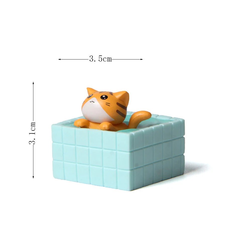 Storazone yellow cat figurine3 Cat on Toilet Resin Home Decoration Action Figure Dollhouse Landscape Accessories Fairy Garden Miniatures Desktop Model Ornament