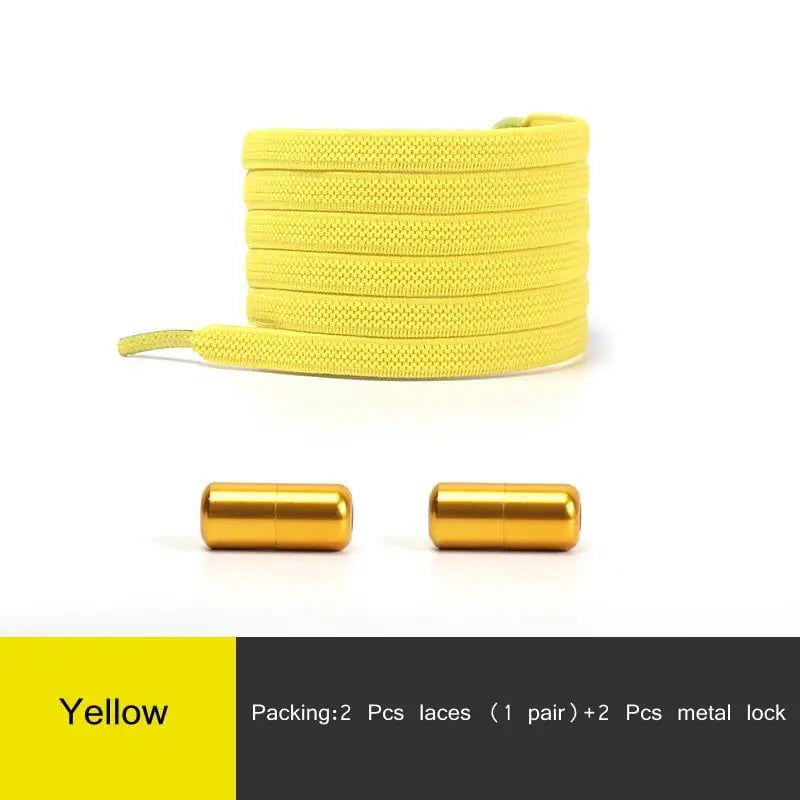 Storazone Yellow / CHINA 1Pair Multicolor Lock Elastic Sneaker Laces For Kids Adults and Elderly No Tie Shoelaces Quick Elastic Athletic Running Shoelace