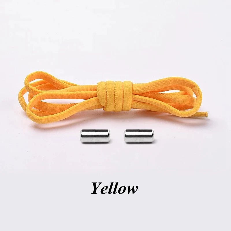 Storazone Yellow / CHINA Semicircle No Tie Shoelaces Elastic Shoe laces Sneakers shoelace Metal Lock Lazy Laces for Kids and Adult One size fits all shoe