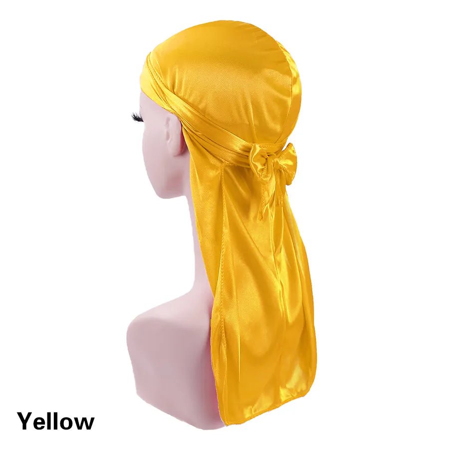 Storazone yellow / CHINA Unisex Silky Durags Bandanas Turban Hat Wigs Doo Men Satin Durag Biker Headwear Headband Hair Accessories Extra Long Tail Du-Rag