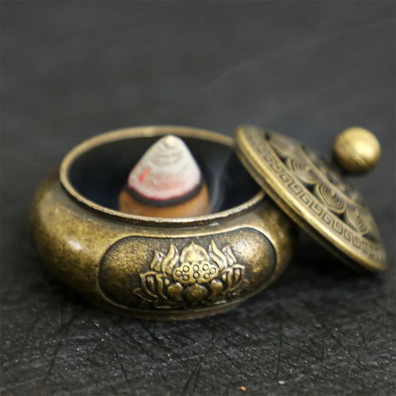 Storazone Yellow Classical Antique Three Legged Incense Burner Household Indoor Decorative Zen Sandalwood Carving Incense Burner