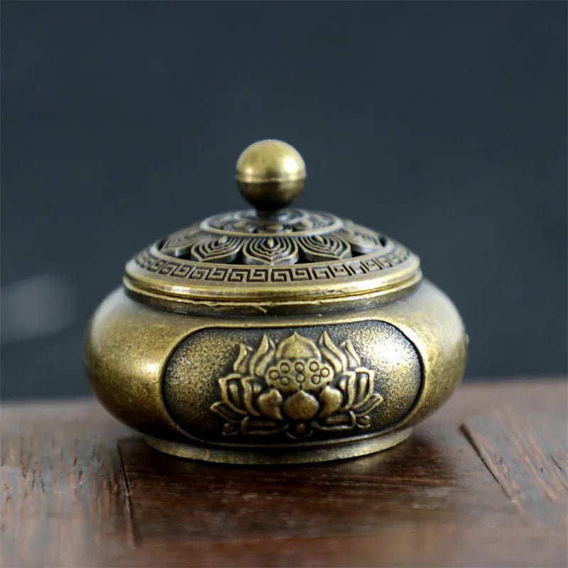 Storazone Yellow Classical Antique Three Legged Incense Burner Household Indoor Decorative Zen Sandalwood Carving Incense Burner