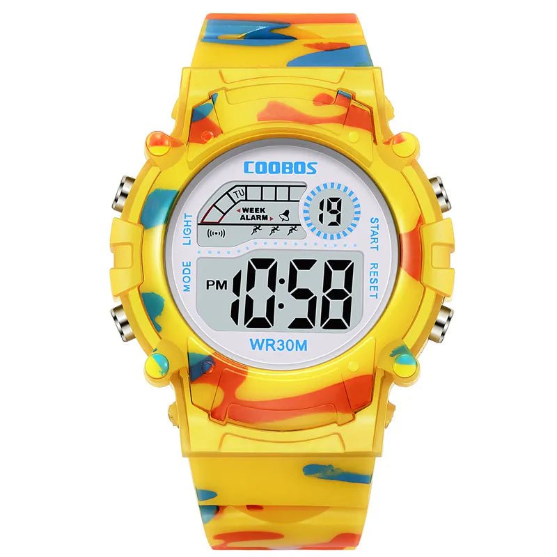 Storazone Yellow COOBOS Children Watch Navy Blue Camouflage Kids Watch Sport LED Digital Watch Waterproof Luminous Watches For Student Boys Girls