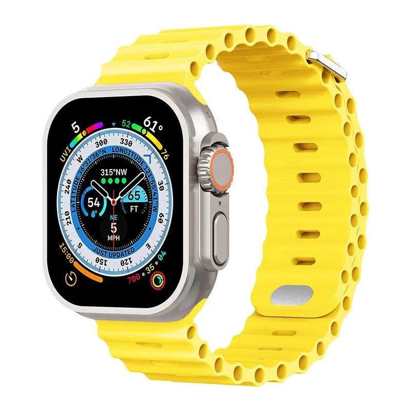 Storazone Yellow / For 38mm 40mm 41mm Silicone strap For Apple watch Ultra/2 49mm Sports breathable soft wrist band For iwatch 9 8 7 6 5 4 SE 45mm 41mm 44mm 42mm 40mm