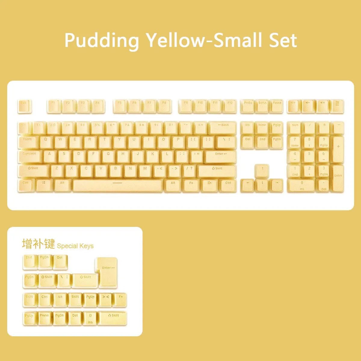 Storazone Yellow keycap / Pack by plastic bag 129 Keys Pudding Keycaps OEM Profile PBT Double Shot Keycap For Mx Switch Mechanical Keyboard ISO Layout RGB backlit Key Caps