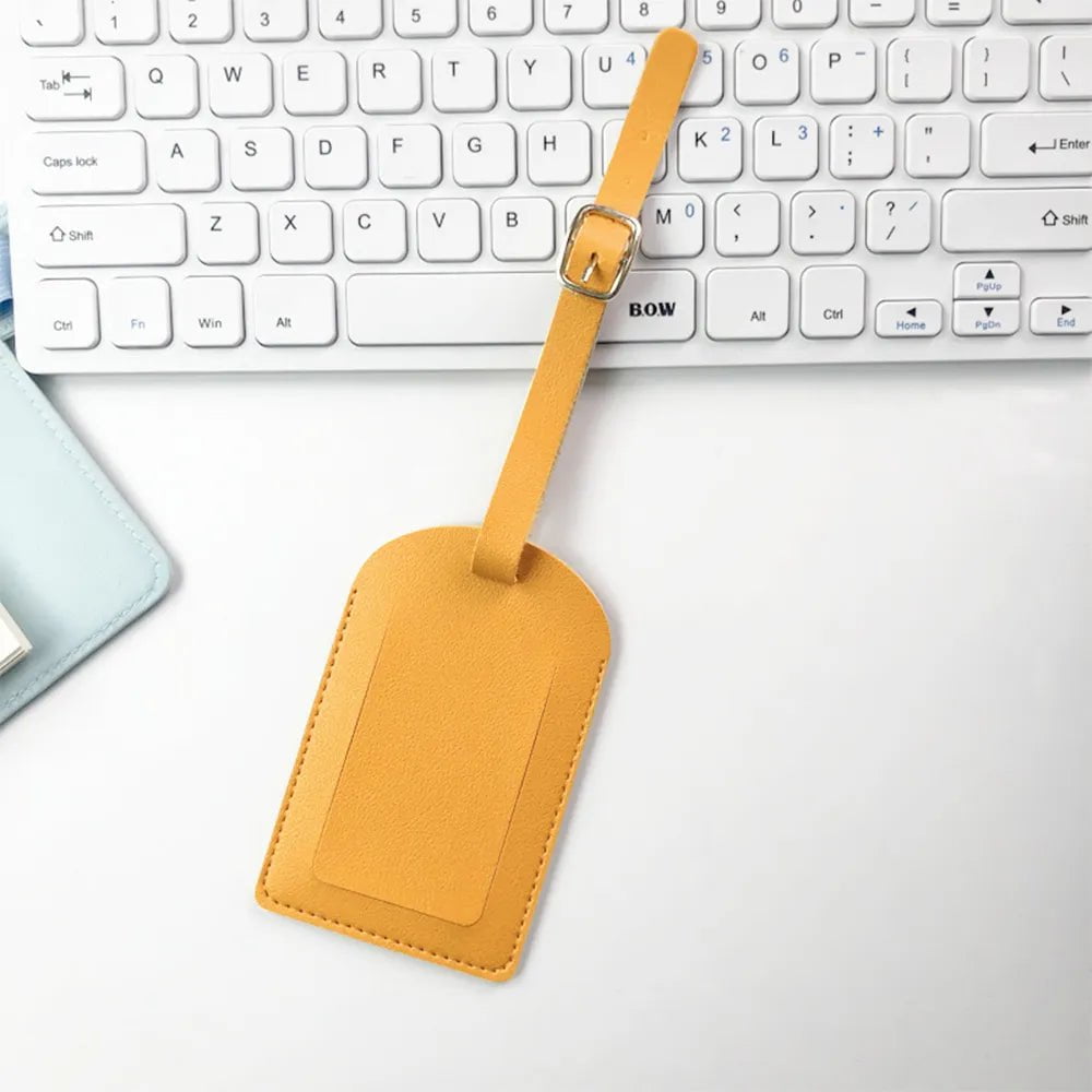 Storazone yellow Personalize Initials Luggage Tag Custom Letters Men Women Suitcase Name Tag PU Airplane Labels Engrave Logo Travel Accessories