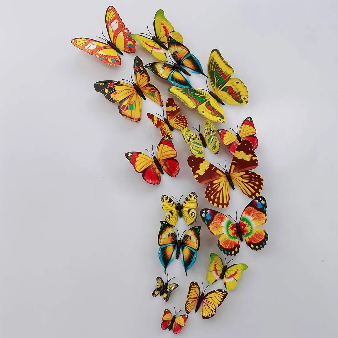 Storazone yellow series 12Pcs 3D Butterfly Wall Stickers PVC Self Adhesive Wallpaper Colorful Butterfly Wall Sticker Living Room Window Decal Home Decor