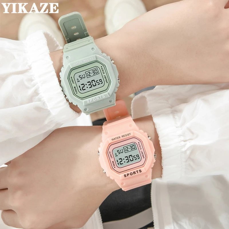 Storazone YIKAZE Sports Watch Boys Girls Student LED Electronic Watch Colorful Men Women Square Digital Watches Waterproof Rubber Clock