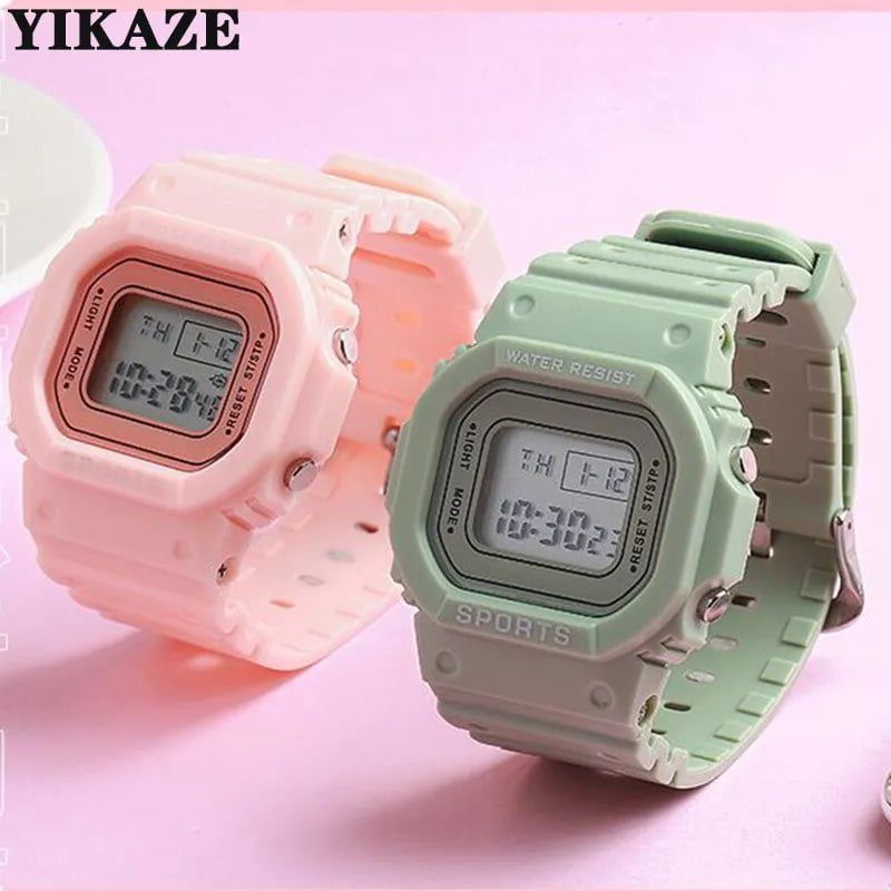 Storazone YIKAZE Sports Watch Boys Girls Student LED Electronic Watch Colorful Men Women Square Digital Watches Waterproof Rubber Clock
