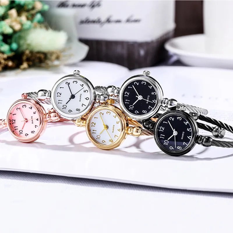 Storazone YIKAZE Women Watches Small Gold Bangle Bracelet Watch Stainless Steel Retro Ladies Quartz Wristwatch Clock Fashion Dress Watch