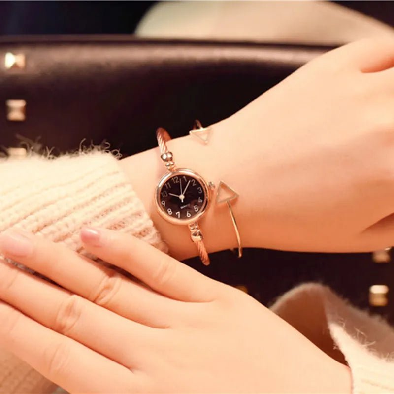 Storazone YIKAZE Women Watches Small Gold Bangle Bracelet Watch Stainless Steel Retro Ladies Quartz Wristwatch Clock Fashion Dress Watch