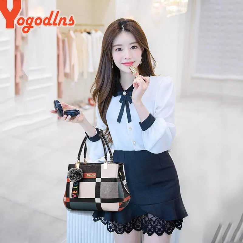 Storazone Yogodlns New Luxury Handbag Women Stitching Wild Messenger Bags Designer Brand Plaid Shoulder Bag Female Ladies Totes