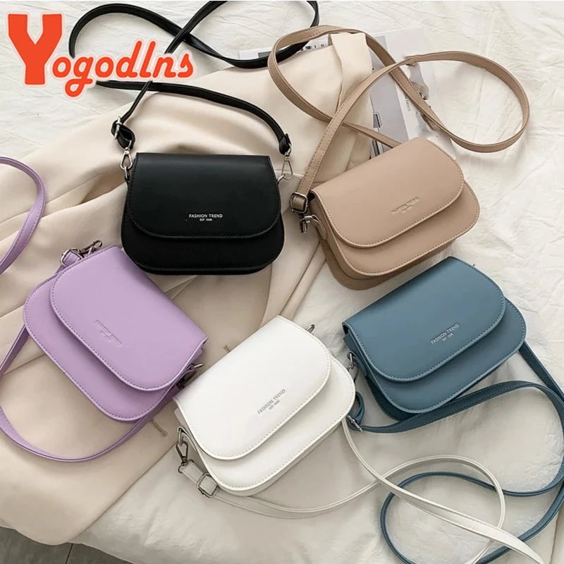 Storazone Yogodlns Trendy Saddle Shoulder Bag Women PU Leather Crossbody Bag Simple Solid Color Flap Messenger Bag Designer Handbags Pouch