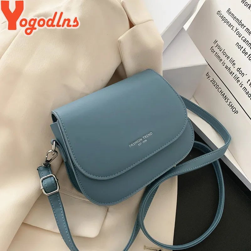 Storazone Yogodlns Trendy Saddle Shoulder Bag Women PU Leather Crossbody Bag Simple Solid Color Flap Messenger Bag Designer Handbags Pouch