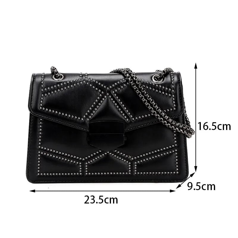 Storazone Yogodlns Vintage Rivet Chain Small Shoulder Bags For Women Flap PU Leather Fashion Small Square Crossbody Bag Designer Handbag