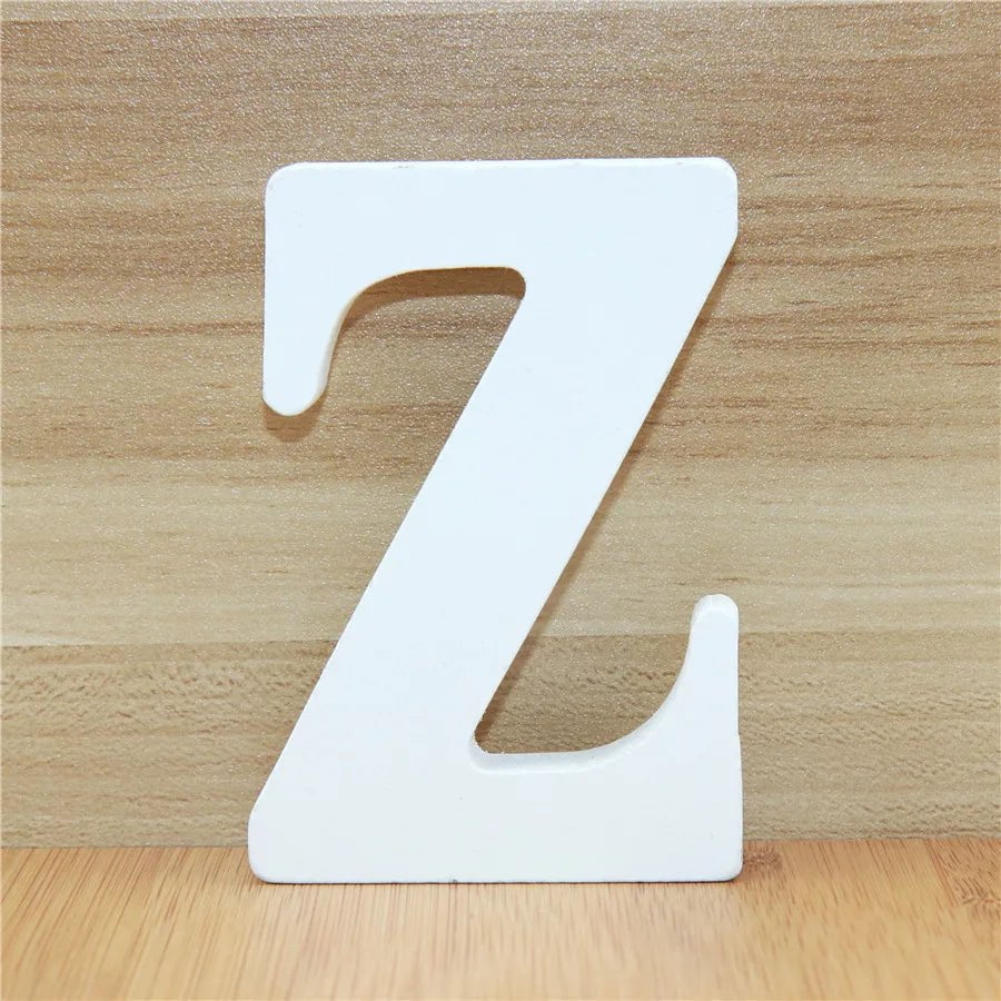 Storazone Z / 10cm 1pc 10CM Wood Wooden Letters White Alphabet Wedding Birthday Party Diy Home Decorations Personalised Name Design 3.94 Inches