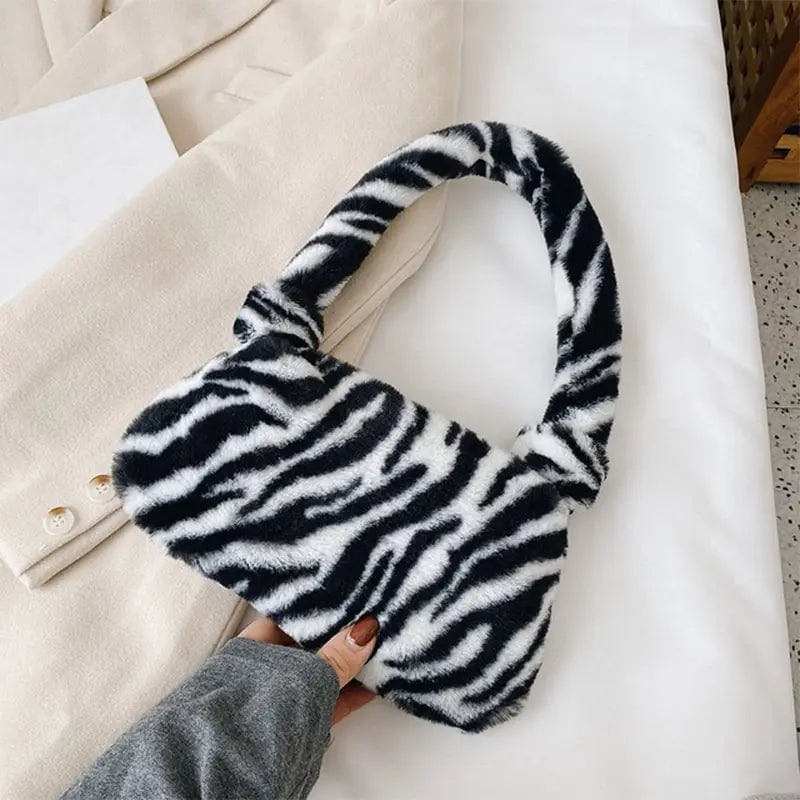 Storazone Zebra 2023 Street Style Small Square Single Shoulder Bag Fashionable Underarm Bag Women Phone Document Pocket