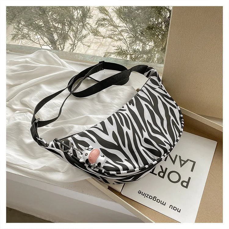 Storazone Zebra Solid Color Chest Bag For Women Large Capacity Travel Crossbody Female Half Moon Belt Bag Ladies Daily Street Fanny Packs 2022
