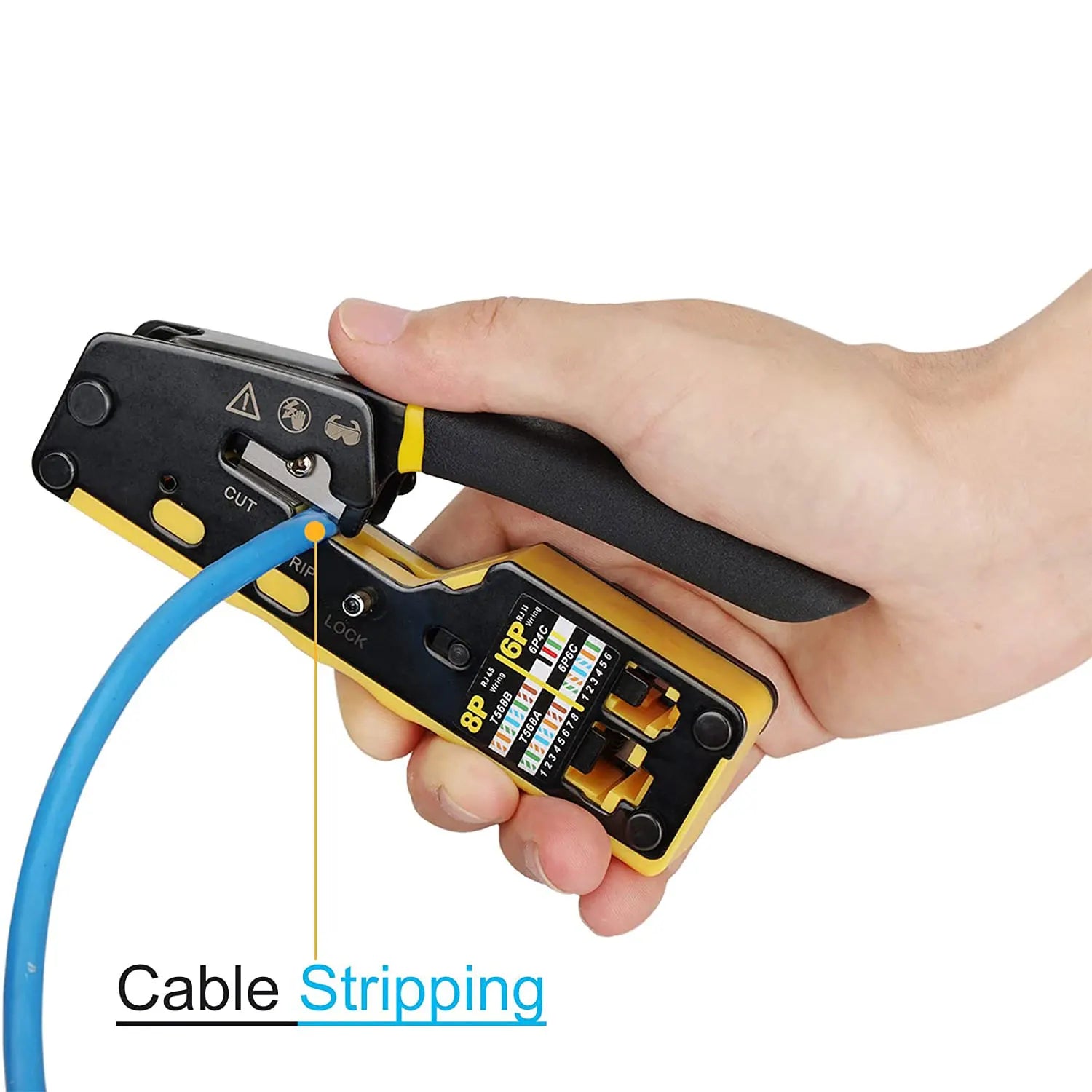 Storazone ZoeRax RJ45 Crimp Tool Pass Through Crimper Cutter for Cat6 Cat5 Cat5e 8P8C Modular Connector Ethernet All-in-one Wire Tool