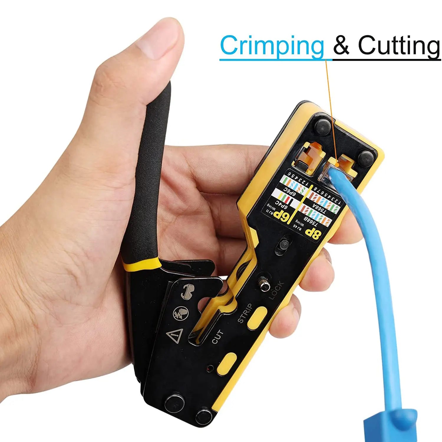 Storazone ZoeRax RJ45 Crimp Tool Pass Through Crimper Cutter for Cat6 Cat5 Cat5e 8P8C Modular Connector Ethernet All-in-one Wire Tool