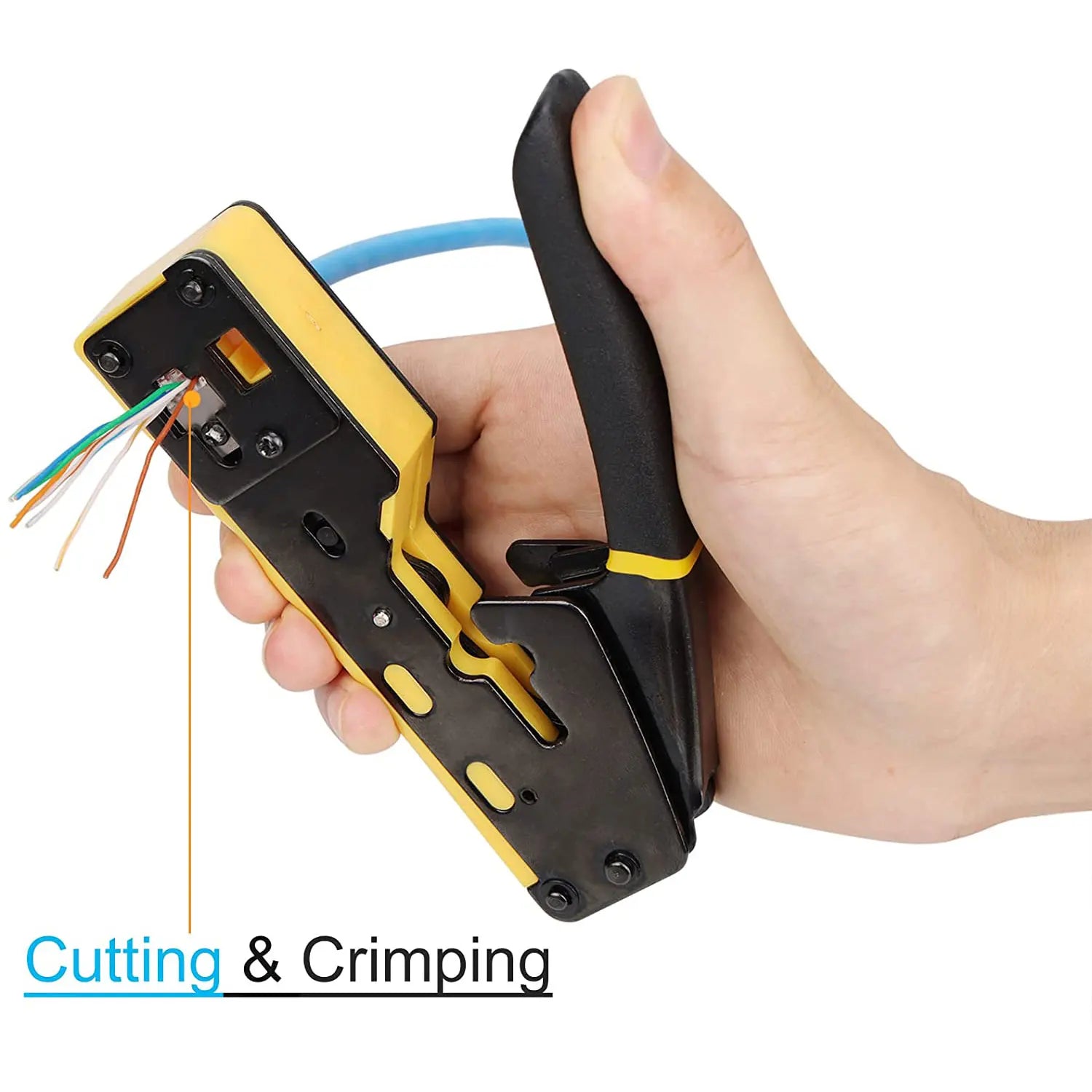 Storazone ZoeRax RJ45 Crimp Tool Pass Through Crimper Cutter for Cat6 Cat5 Cat5e 8P8C Modular Connector Ethernet All-in-one Wire Tool