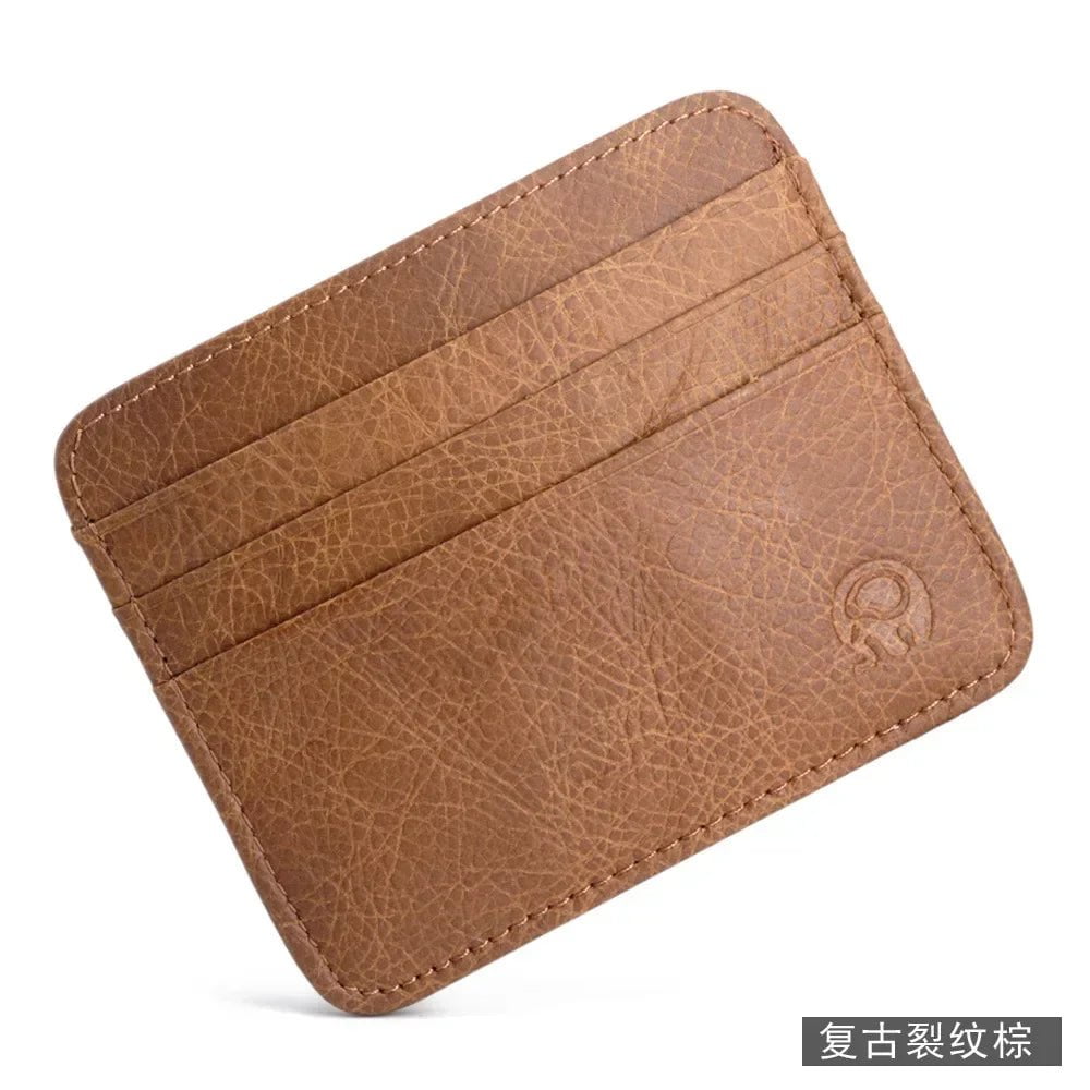 Storazone zp Retro First Layer Genuine Leather Card Bag with 7 Card Slot Super Thin 100% Real Leather Bank Card Holder Coin Purse Sort Wallet