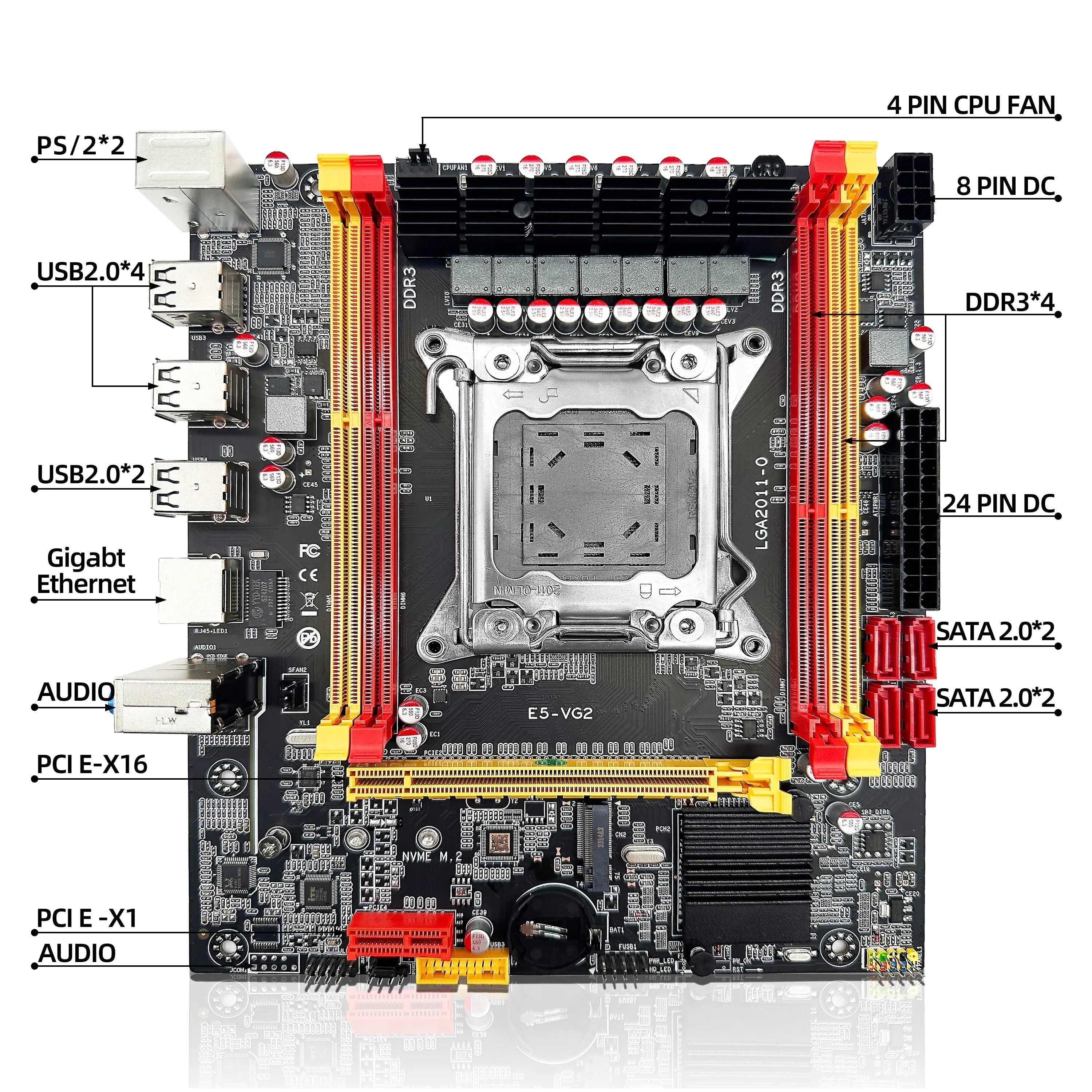 Storazone ZSUS X79 VG2 Motherboard Set Kit With Intel LGA2011 Xeon E5 2650 V2 CPU DDR3 1*16GB 1600MHZ ECC RAM Memory NVME M.2 SATA